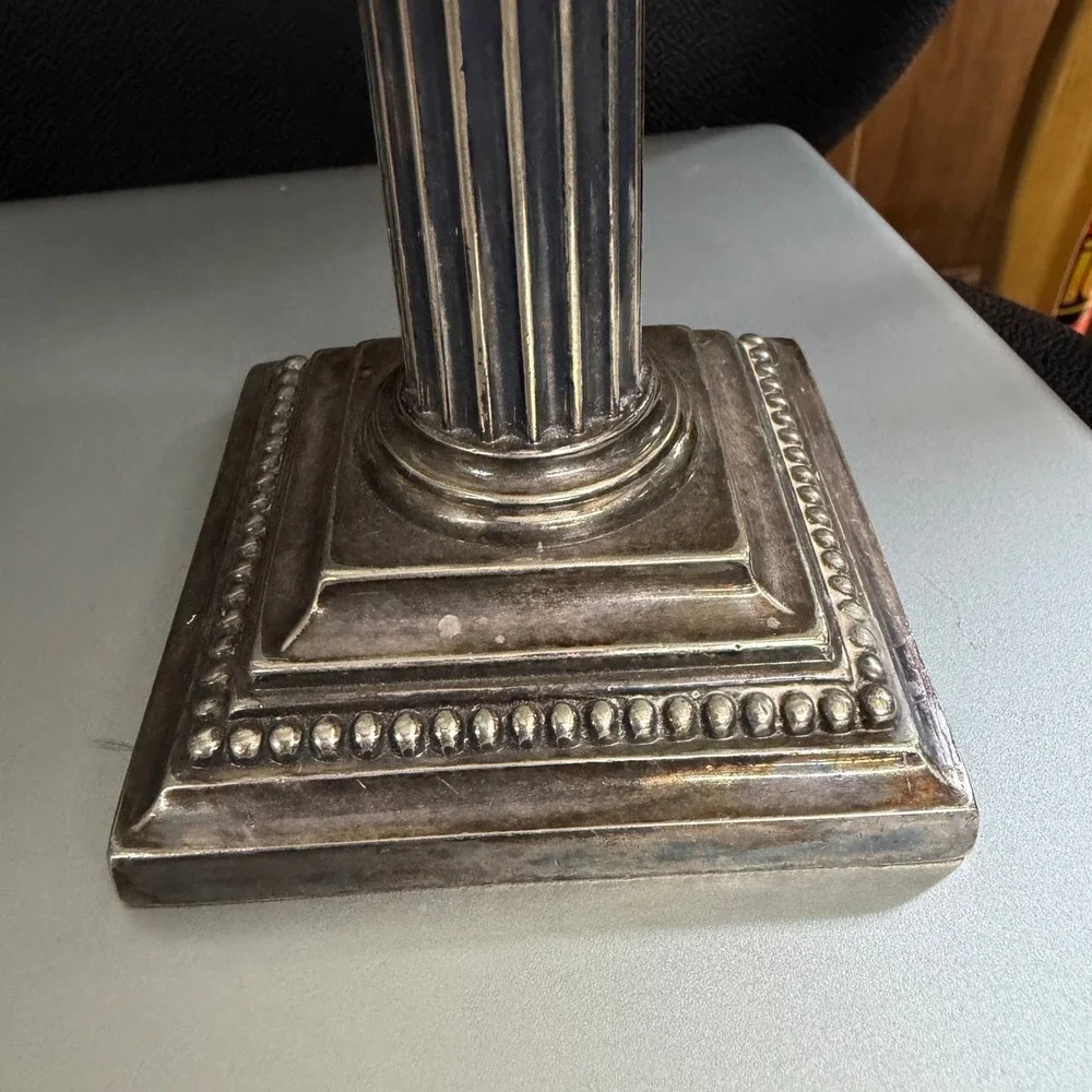 Gorham Silver Plate Corinthian Column Candlesticks Set of 3 Vintage 0138 Patina